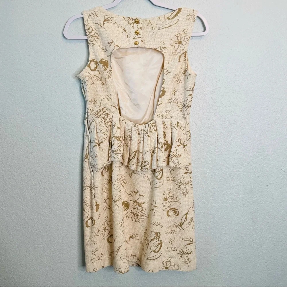 Anthropologie Moulinette Soeurs Cream Tan Open Back Dressy Mini Dress | Size 6 - Picture 8 of 8